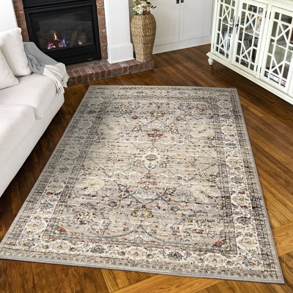Simply Southern Cottage Academy By Orian 8' X 10' Grey Floral Area Rug