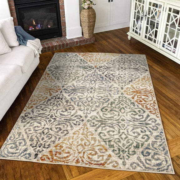 Simply Southern Cottage Belhaven 5' X 7' Multicolor Damask Area Rug