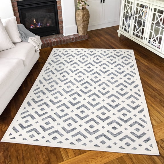 Simply Southern Cottage Covington 8' X 10' Navy Geometric Area Rug