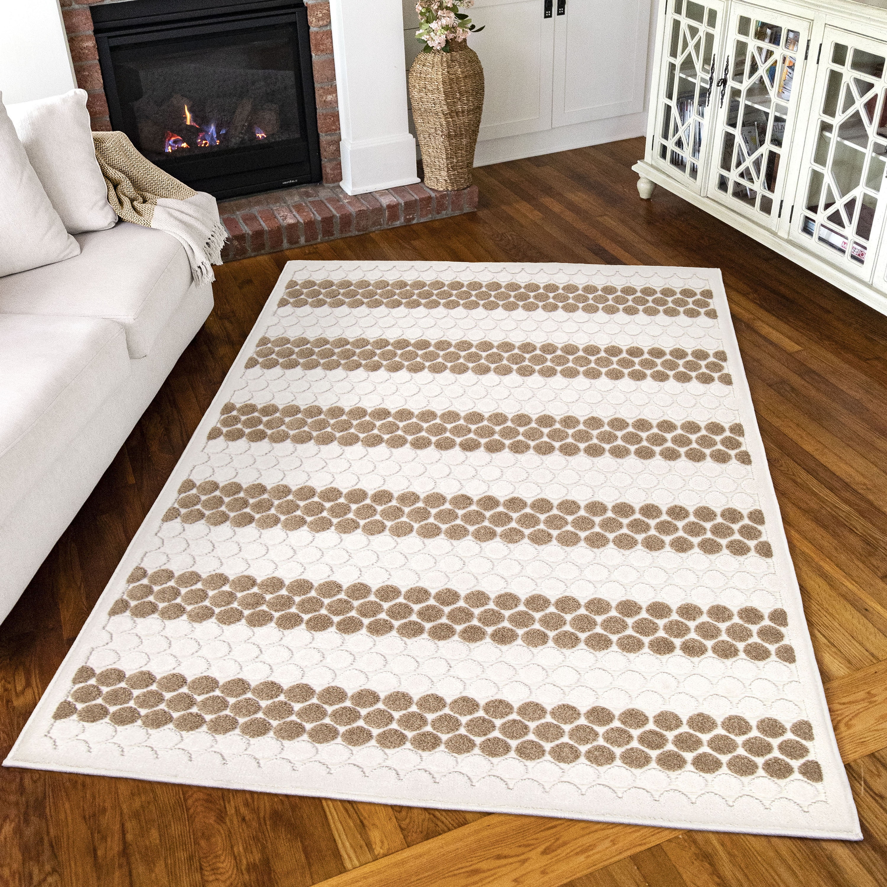 Southern Rug Free Shipping! SIMPLY SOUTHERN COTTAGE Dorcheat 5' x 7' Beige Striped ...