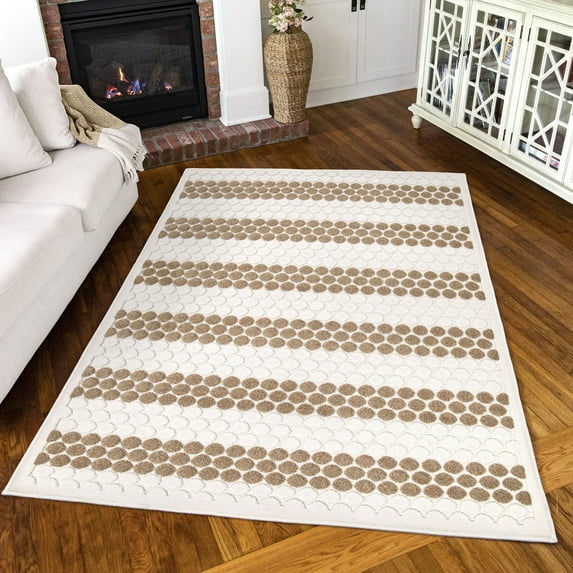 Simply Southern Cottage Dorcheat By Orian 6' X 9' Beige Dots Area Rug