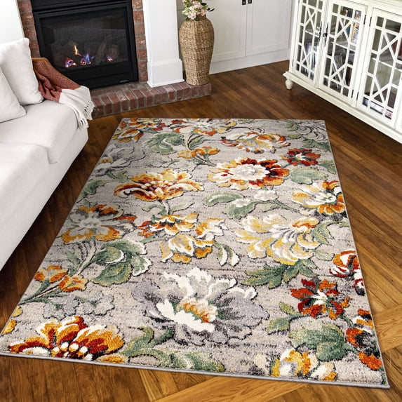 Floral Cottage Rug Free Shipping! Simply Southern Cottage Franklin Floral 5x7 Grey Area ...