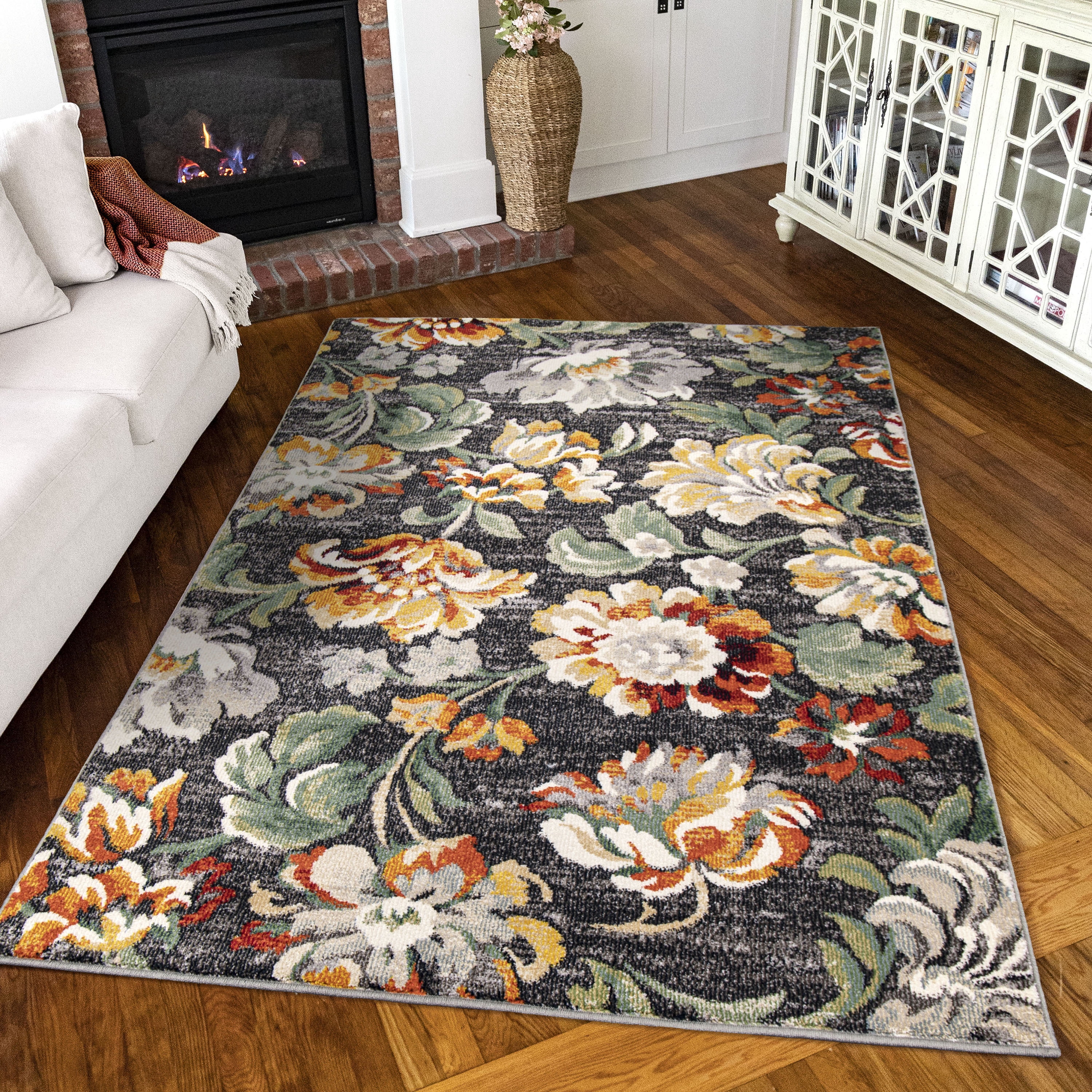 Southern Rug Simply Southern Cottage Franklin Floral Dark Grey Area Rug - Walmart.com