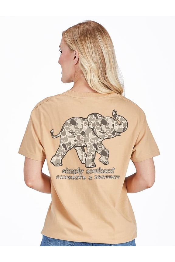 Simply Southern Elephant Tracker Camo Bisque T-Shirt