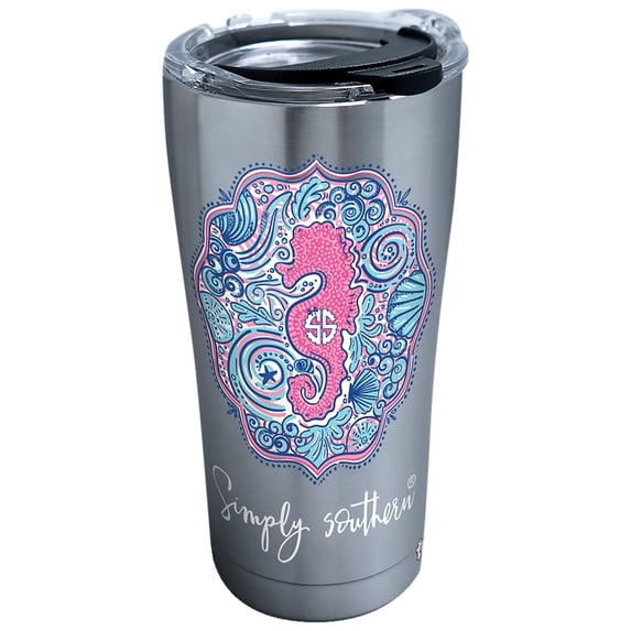 Simply Southern Pink Seahorse 20 oz Stainless Steel Tumbler with lid