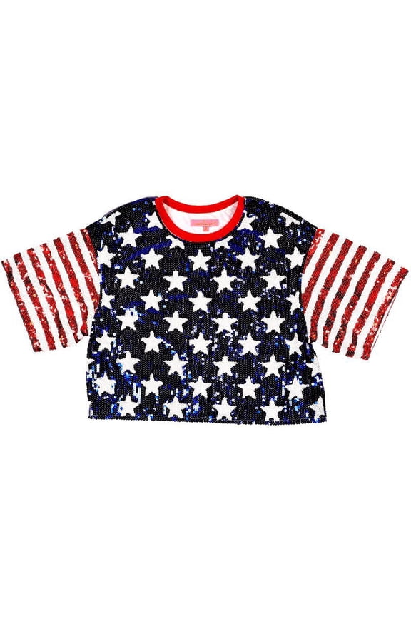 Simply Southern Preppy Sequins USA Top T-Shirt