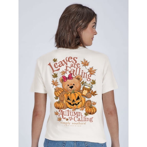 Simply Southern Teddy Leaves Falling Fall T-Shirt