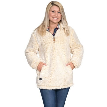 Simply Southern Womens Sherpa Pullover - Cream (Large)