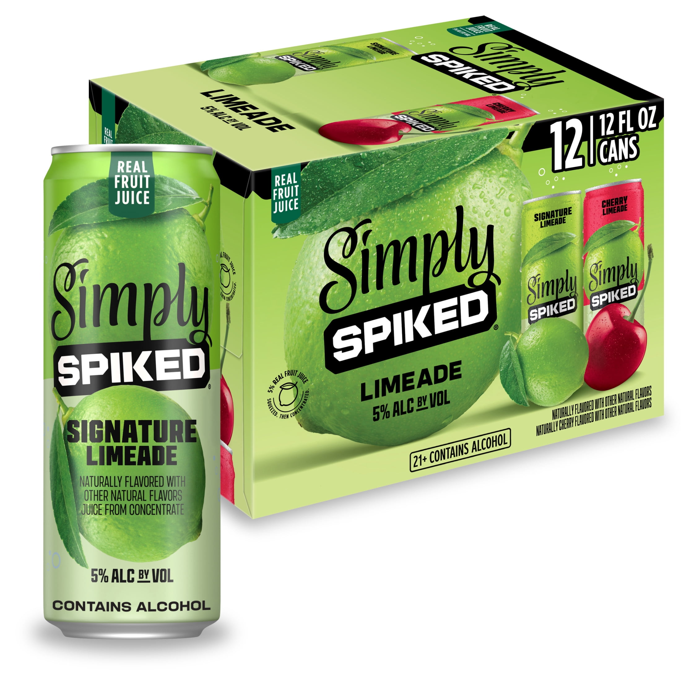 Simply Spiked Vp3 Limeade, 12 Pack, 12 fl oz Aluminum Cans, 5% ABV