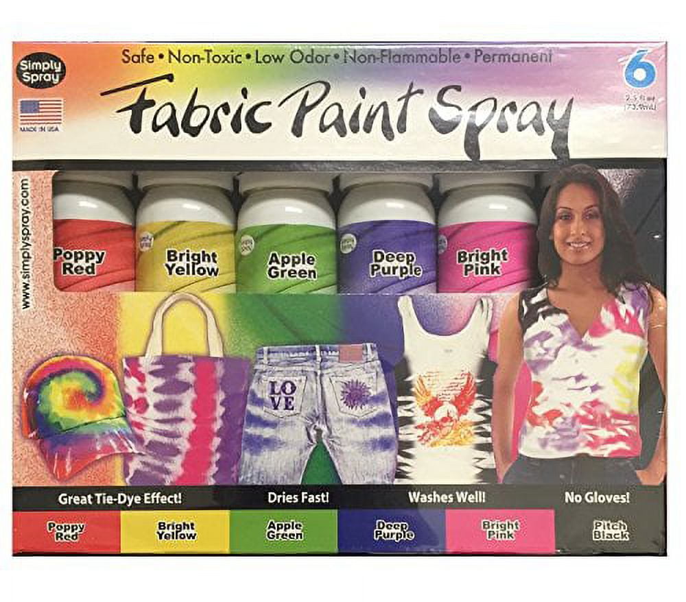 Simply Spray Upholstery Fabric Spray Paint 2.5 FL Oz, 6 Pack, 6 Colors
