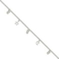 thumbnail image 1 of Sterling Silver Polished Bead Star and Moon With 1inch Ext. Anklet - 9 Inch - Measures 6mm Wide, 1 of 2