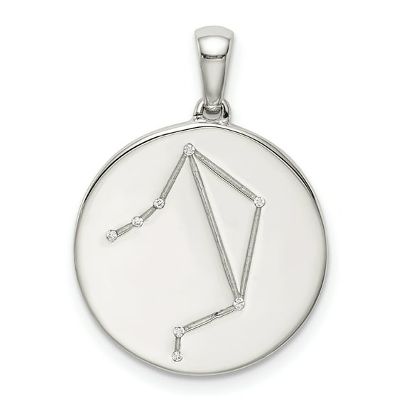 Simply Starz Sterling Silver Rhodium-plated & CZ Libra Zodiac Pendant