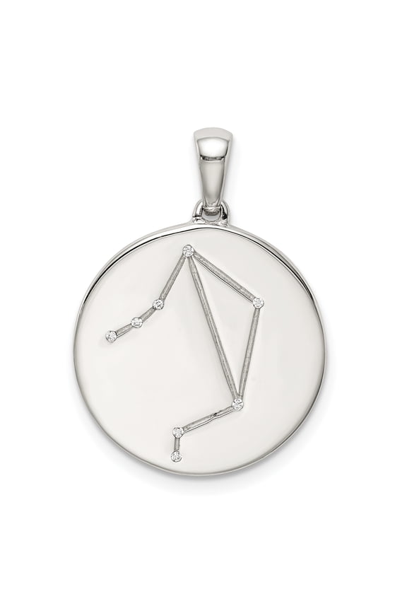 Simply Starz Sterling Silver Rhodium-plated & CZ Libra Zodiac Pendant