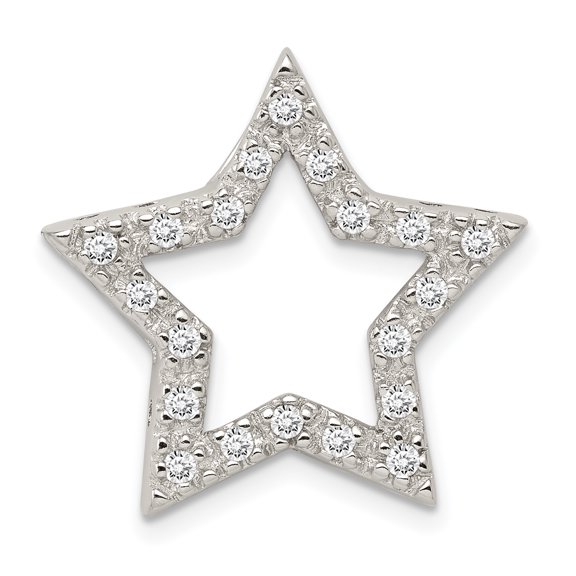 Simply Starz Sterling Silver Rhodium-plated CZ Star Pendant
