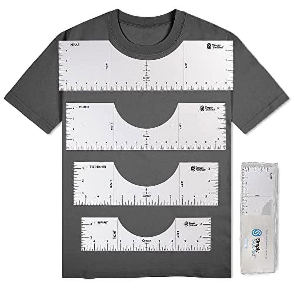 Simply Stocked Tshirt Ruler Guide for Vinyl Alignment - 4 Pcs of PVC T  Shirt Rulers to Center Designs for Heat Press - 17.5, 16, 12 and 10 Inch  Guides for T-Shirts