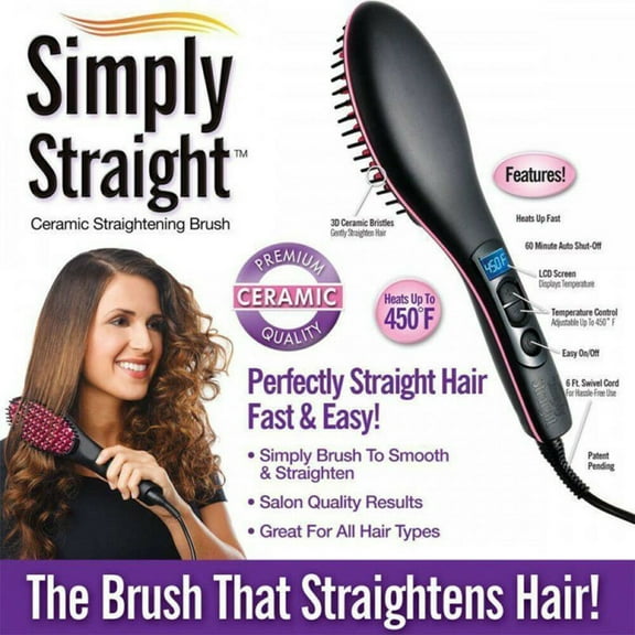 Simply Straight Ceramic Hair Straightening Electric Brush Hair Comb Straightener Magic As Seen on TV