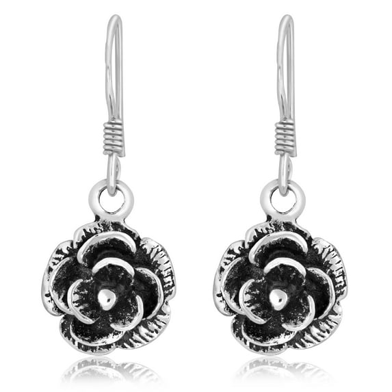 Simply Stunning Flower Blossom .925 Sterling Silver Dangle Earrings