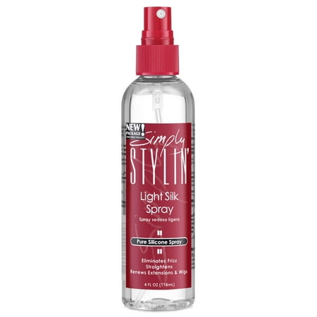 Simply Stylin' Light Silk Spray, Pure Silicone Wig Spray for Synthetic & Human Hair Wigs, Detangler, Anti-Frizz, 4 fl oz