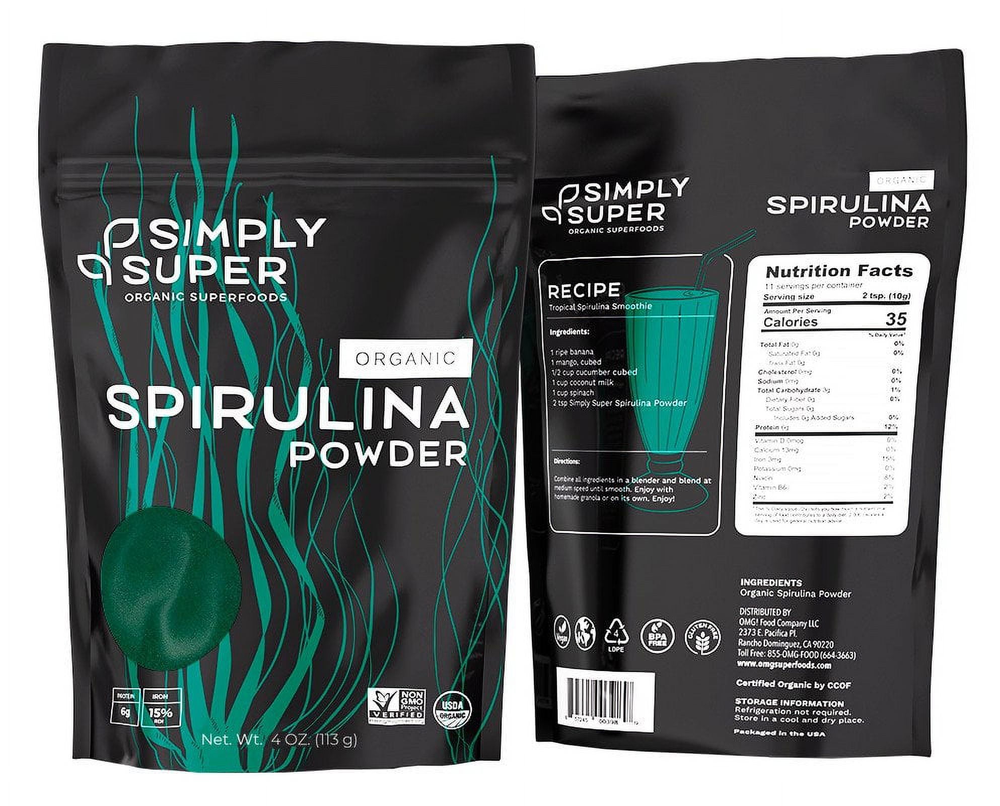 Simply Super Organic Spirulina Powder 4oz