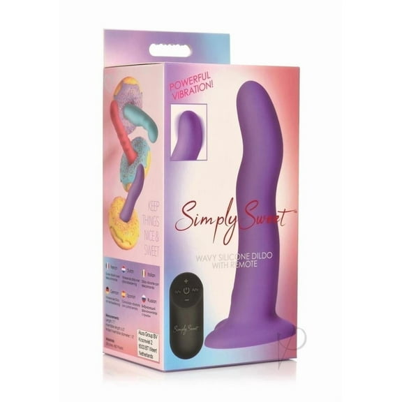 Simply Sweet 21X Vibrating Wavy Silicone Dildo W/ Remote Purple