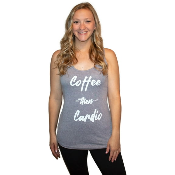 Simply Threads Women's Active Coffee then Cardio Graphic Racerback Tank Top