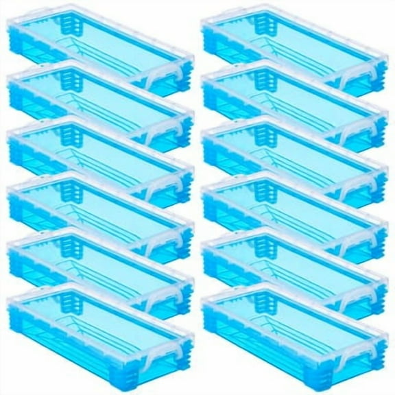 Simply Tidy Durable Plastic Pencil Box, Teal, 12 Pack