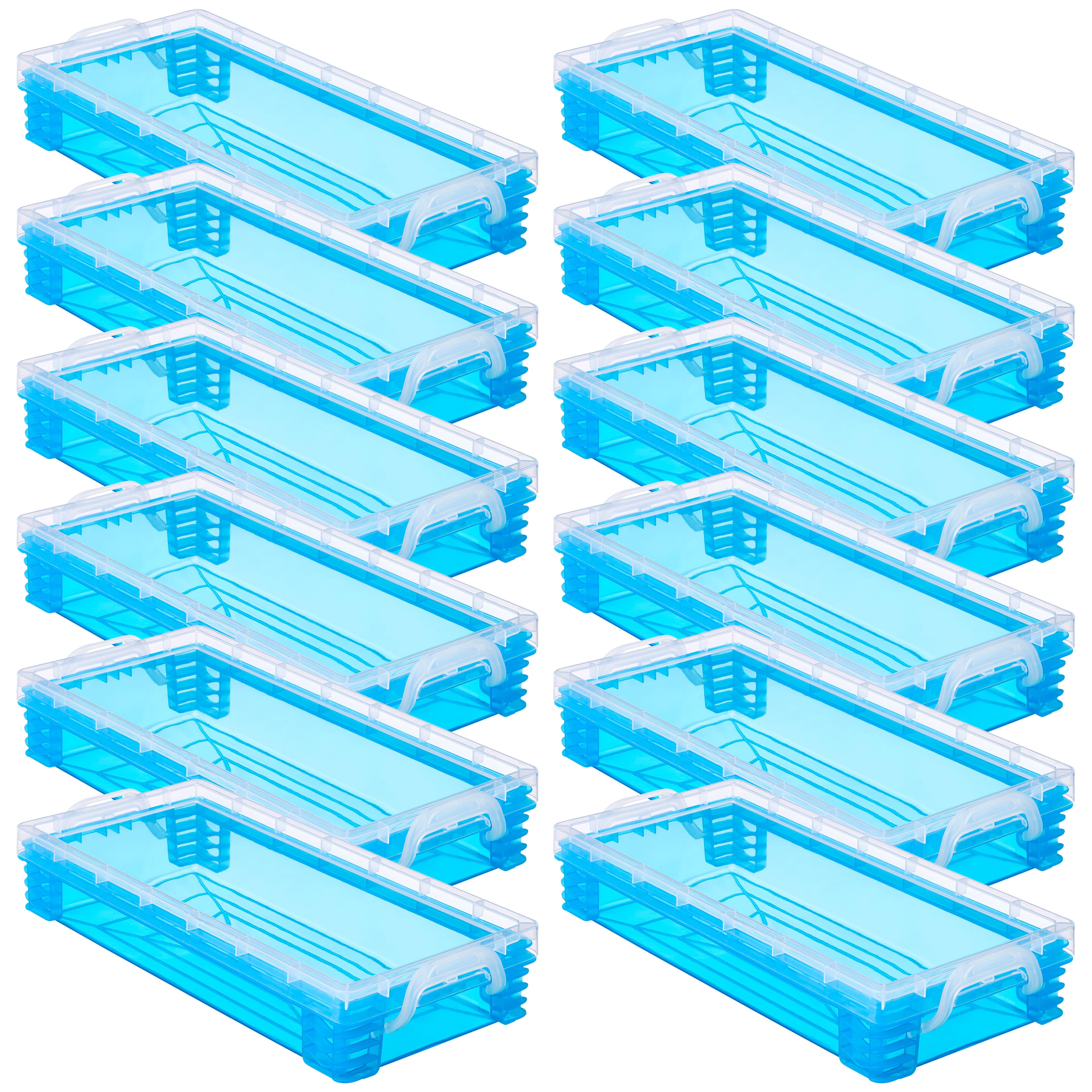 Simply Tidy Teal Plastic Stacking Pencil Box - Durable Case Holds