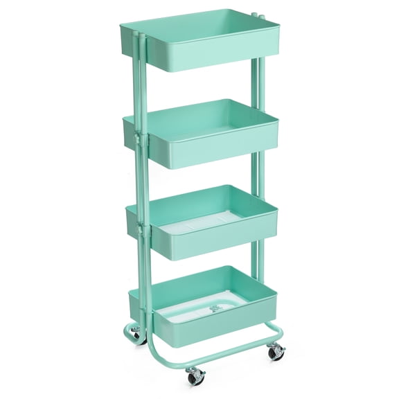 Simply Tidy Lexington 4-Tier Rolling Utility Cart - Adjustable Mesh Metal Storage Organizer - Jelly Mint - 16.8" x 41.6" - 1-Pack