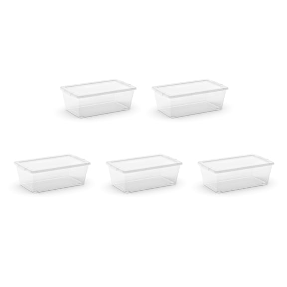 Simply Tidy Storage Totes - Stackable Clear 6.1 Qt. with Lid - Clear - 5-Pack