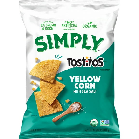 Simply Tostitos Organic Yellow Corn Tortilla Chips, 8.25 oz Bag