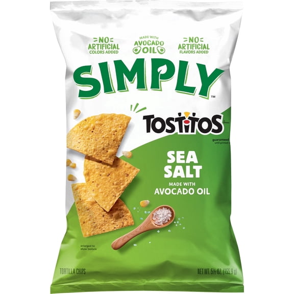 Simply Tostitos Sea Salt And Avocado Oil Tortilla Chips, 5.5 oz