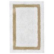 Simply Vera Wang Signature Plush Cotton Bath Rug, White with Beige Border 24x40