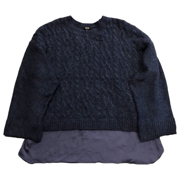 Simply Vera Wang Womens Navy Blue Cable Knit Layered Top Pull-Over Sweater XXL