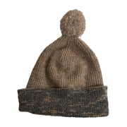Simply Vera Womens Brown & Gray Cuff Pom Shiny Sparkle Thread Beanie Cap Hat