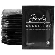 Simply Wonderful Micellar Makeup Remover Wipes Sachets, 5" x 7", Individually Wrapped Travel & Hospitality Pack, 100 Count, STR & Airbnb Guest Amenities, No-Rinse Facial Cleansing Wipes