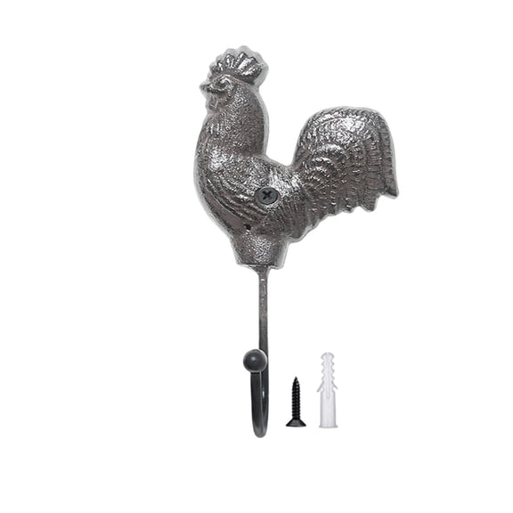Simply Wrought Iron Rooster and Hen Hooks, Decorative Wall Hooks for Home, Garden, and Patio, Practical Storage Solution for Keys, Hats, and Tools