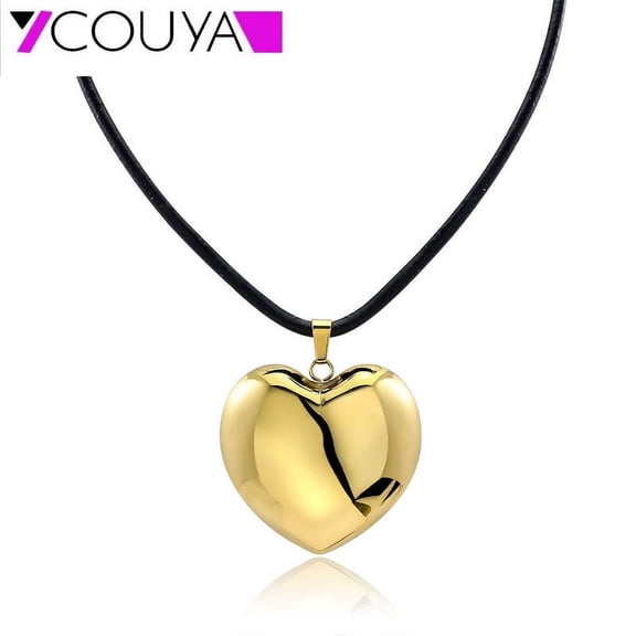 Couya gold heart pendant necklace Stainless Steel long necklace for Women Fashion Accessories Jewelry