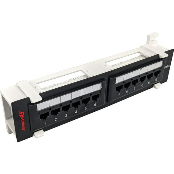 Simply45 S45-2612 Loaded 12-Port Wall Mount Cat6 UTP Patch Panel