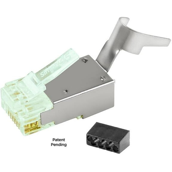 Simply45 Shielded External Ground Standard WE & SS RJ45 Mod Plugs for Cat6 STP & Cat6a F-UTP - 40 Piece