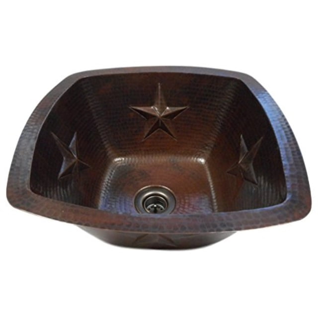15" Square Aged Copper Hand-Hammered Kitchen Bar Sink