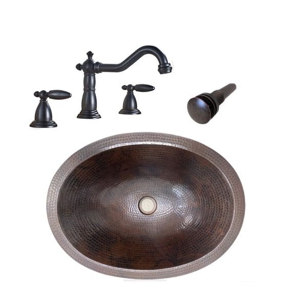 SimplyCopper 19" Oval Copper Copper 19" Oval Drop-in/Under Mount Sink 3 Piece