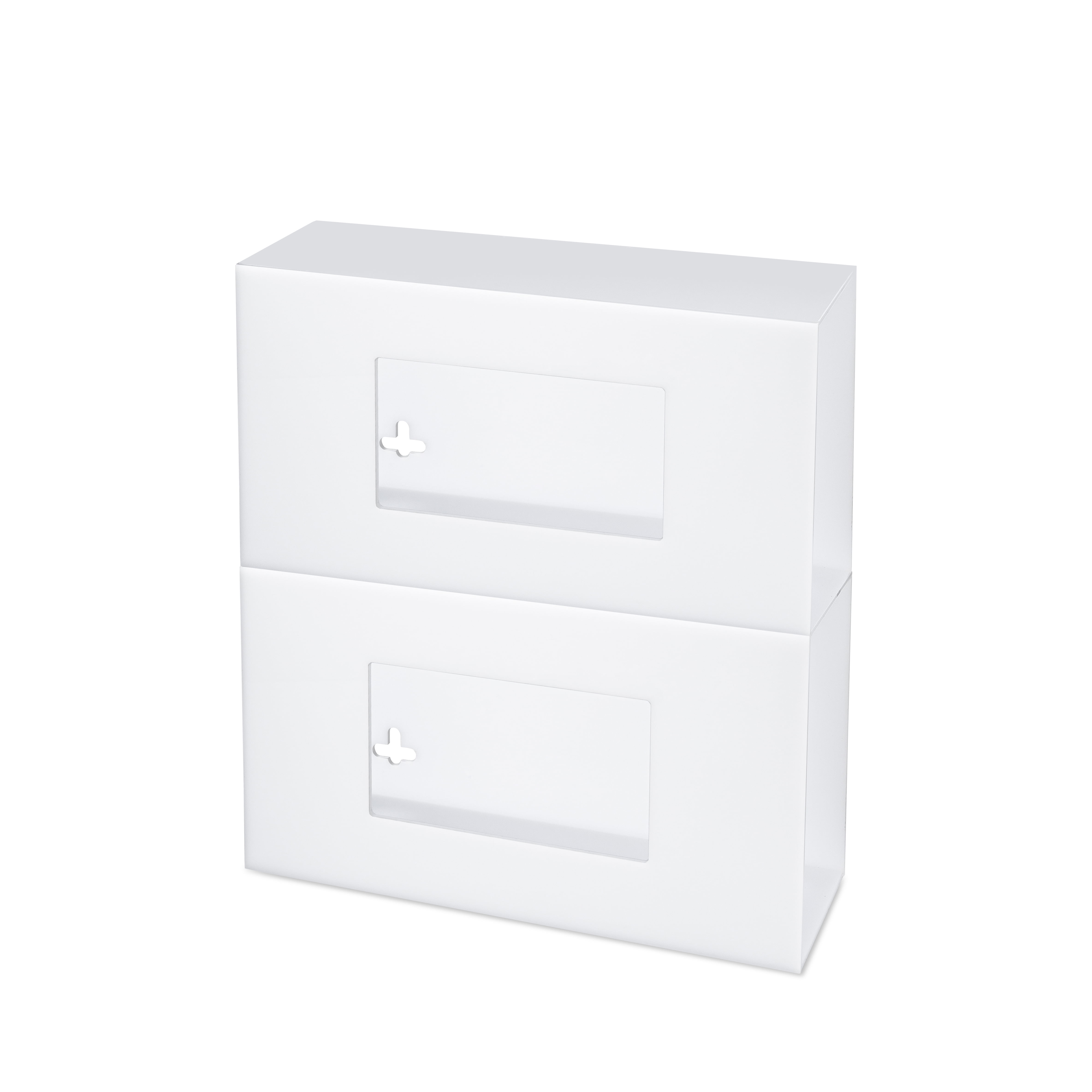Double White Acrylic Glove Box Holder Dispenser