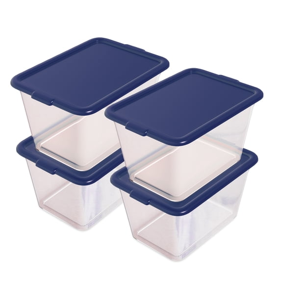 SimplyKleen 14.5 Gallon 58 Qt. Clear Storage Bin with Lid Plastic Storage Bin Clear, Stackable, Totes 4 Pack