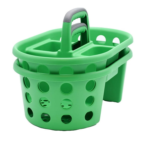 SimplyKleen 2 Pack Plastic Shower Caddy Storage Organizer, Green