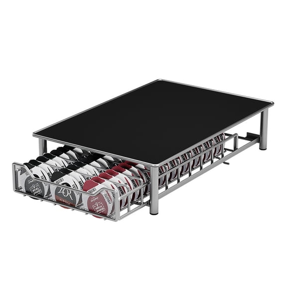 Koomade Coffee Pod Holder Drawer, 60 Pod Capacity, Metal Storage Organizer, Black