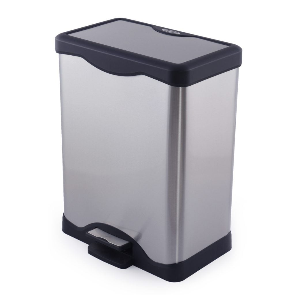 SimplyKleen Perfecta 10.5-Gallon Rectangle Stainless Steel Trash Can for Kitchen, Bathroom, or Home Office