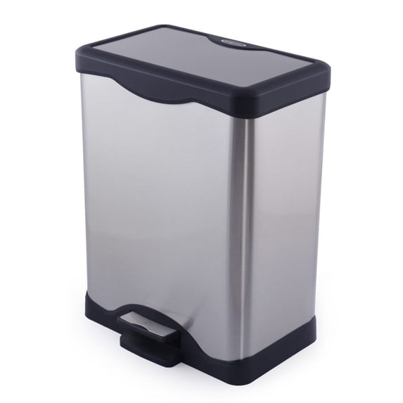 SimplyKleen Perfecta 10.5-Gallon Rectangle Stainless Steel Trash Can for Kitchen, Bathroom, or Home Office