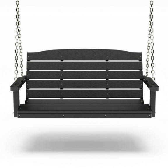 SimplyPoly Amish Made Classic Composite Porch Swing, 4-Foot, Black