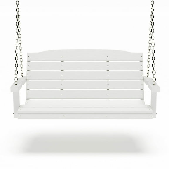 SimplyPoly Amish Made Classic Composite Porch Swing, 4-Foot, Bright White