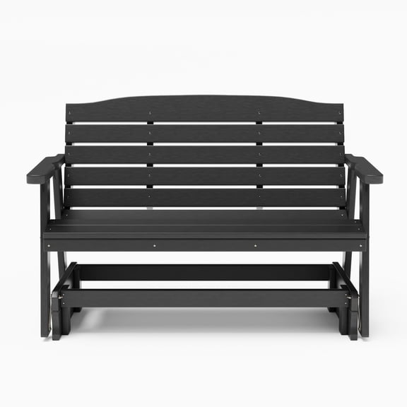 SimplyPoly Amish Made Classic Recycled Plastic Porch Glider, 4-Foot, Black